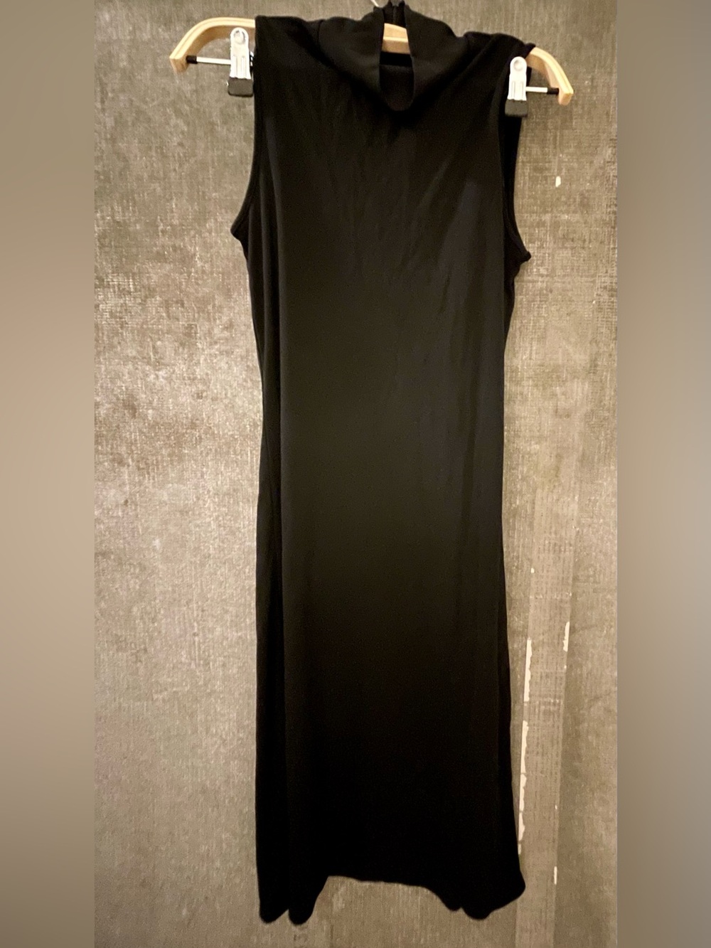 Classic Sleeveless Knee Length Little Black Dress w Mock Turtleneck